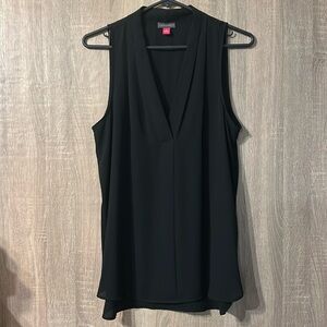 Vince Camuto Black Sleeveless Top Semi Sheer Vneck size Medium